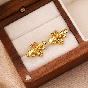 Mới Tùy Chỉnh Bền Cá Tính Ong Mật Tai Đinh tán Làm xỉn Vàng Miễn Phí Mạ Thép Không Gỉ Khắc Bee <span class=keywords><strong>Stud</strong></span> Bông Tai Cho Phụ Nữ - Product Image 6