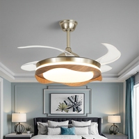 Ventilateur de plafond LED rétractable de 42 pouces, énergie efficace, lumière invisible, télécommande, ampoule de lustre scellée, fandelier moderne