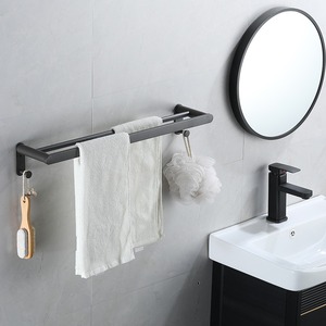 Juego de Toallero de Baño de Acero Inoxidable Negro, Montado en la Pared, con Estantes de Esquina y Portarrollos de Papel Higiénico, Diseño Minimalista - Product Image 2