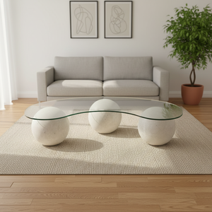 Tavolino <span class=keywords><strong>da</strong></span> Caffè Moderno con Base <span class=keywords><strong>in</strong></span> Marmo Naturale e Piano <span class=keywords><strong>in</strong></span> <span class=keywords><strong>Vetro</strong></span> <span class=keywords><strong>Temperato</strong></span>, Altezza Regolabile per Soggiorno - Product Image 1