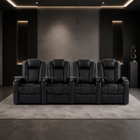 Ensemble de canapés inclinables électriques en cuir véritable 4 places, canapé inclinable moderne pour home cinéma avec mousse à mémoire de forme pour salon