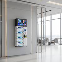 Y2 Power MIA Premium Pro, Casillero Inteligente de Carga para Teléfonos Móviles de 8 Compartimentos, Multivoltaje, Montaje en Pared o Suelo, Compatible con Tarjetas de Crédito, Pantalla Publicitaria