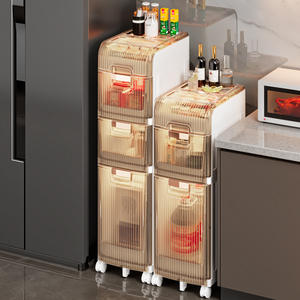 가정용 다층 접이식 플라스틱 이동식 욕실 수납 랙 맞춤형 로고 좁은 화장실 캐비닛 - Product Image 2