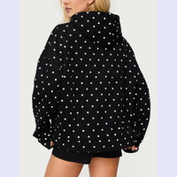 Nouvel Arrivage 2026 – Sweat à Capuche Oversize Femme à Pois, Manches Longues, Épaules Tombantes, Imprimé Graphique, avec Poche