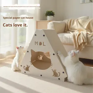 Nido Triangolare Rinforzato e Resistente all'Usura per Gatti, Gioco Due-in-Uno con Tiragraffi e Area per Dormire, Prodotto in Cina - Product Image 3