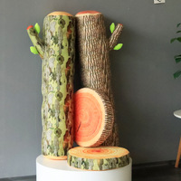 Coussin décoratif en peluche personnalisé en forme de souche d'arbre, avec impression bois réaliste, à câliner, pour compagnon de sommeil