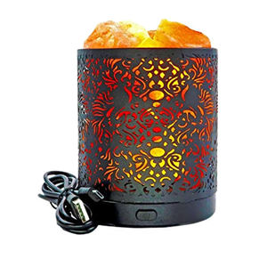 Round Himalayan Salt Lamp with Carved Iron Basket Modern Home Decoration Natural Craft Pink Rock Salt Chunks - Product Image 6