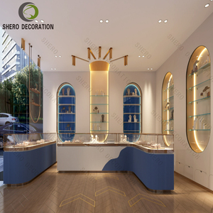 ตู้โชว์เครื่องประดับพร้อมไฟ LED ดีไซน์หรูหรา และเคาน์เตอร์สำหรับร้านขายเครื่องประดับ ออกแบบตกแต่งภายในตามสั่ง - Product Image 2