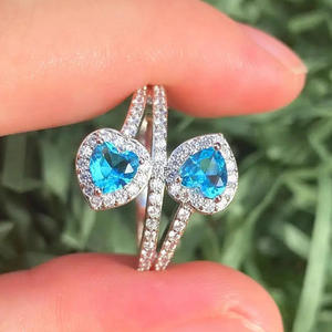 Anelli Q121 a forma di cuore con zirconi cubici per donna, anello di fidanzamento con gemma creativa in laboratorio, montatura a pavé, gioielli alla moda - Product Image 3