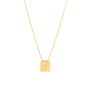Collier en acier inoxydable avec pendentif lettre T 12x14cm, bijoux tendance - Product Image 1