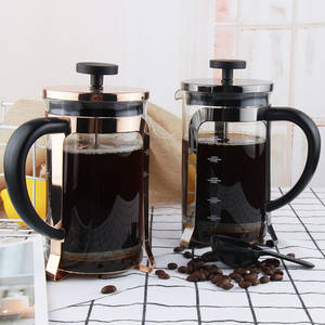 Cafetière à piston <span class=keywords><strong>en</strong></span> <span class=keywords><strong>verre</strong></span> borosilicate avec cadre <span class=keywords><strong>en</strong></span> acier inoxydable, <span class=keywords><strong>verre</strong></span> résistant à la chaleur, cafetière à piston moderne - Product Image 1