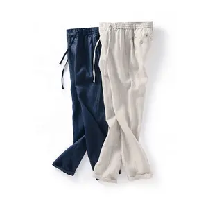 Breathable Men's Sustainable Linen Pants Drawstring Waist Multi Color Men's Casual Natural Linen Pants