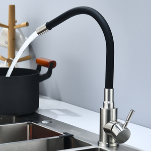 Robinet de cuisine en acier inoxydable 304 avec flexible, monocommande, à poser sur plan, design minimaliste pour évier, lavage de légumes, balcon - Product Image 1