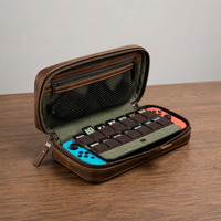 Étui de rangement de voyage en cuir pour console Nintendo Switch 1ère génération avec porte-cartes de jeu pour 14 jeux et pochette externe en maille pour accessoires