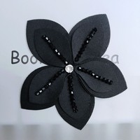 Vente en gros d'appliques en dentelle de fleurs à cinq pétales en cristal 3D faites à la main pour robes de femmes, accessoires de couture