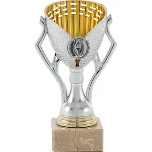 Coppa Sportiva in ABS Metalizzato Argento e Oro con Manici e Base in Marmo – Personalizzabile - Product Image 1