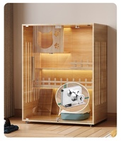 Nouveau Nid de Luxe Moderne pour Chat, Grande Armoire en Verre et Bois pour Animaux de Compagnie avec Fermeture à Ceinture, Villa Maison pour Chat