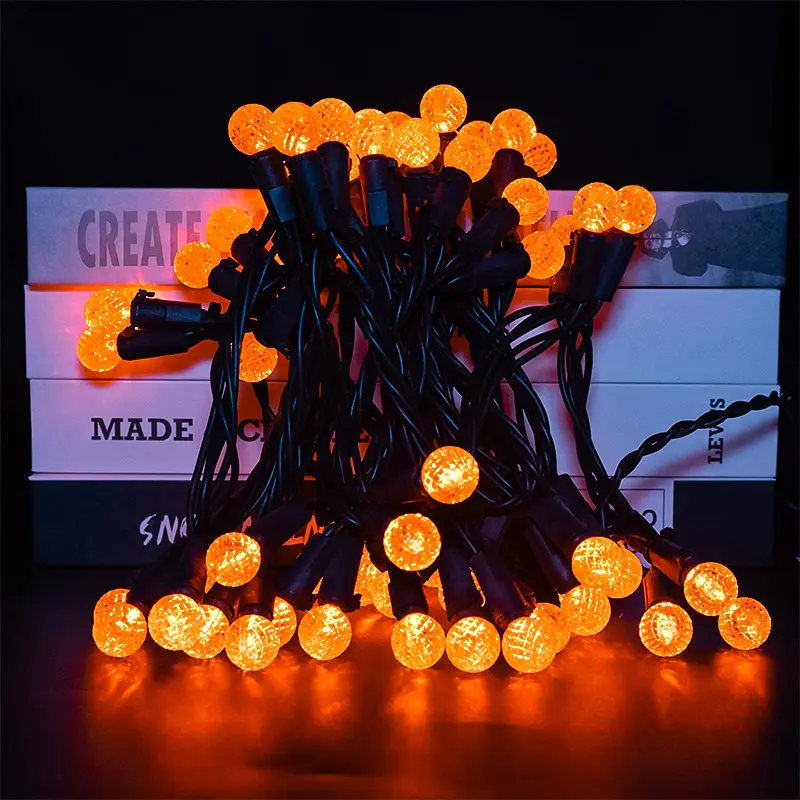 Orange Leds string light with black wire for Halloween Holiday Decoration
