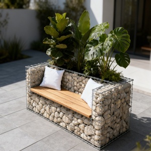 Jardinière design Gabion avec banc, Boîte en treillis métallique Gabion, Cage à pierres en treillis métallique Gabion, Panier Gabion soudé galvanisé - Product Image 5