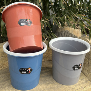 Poubelle en plastique épaisse de grande taille avec anneau de pression, cylindrique, pour usage intérieur et extérieur, couleurs mélangées, grande poubelle - Product Image 2