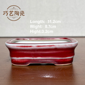 Chậu cây cảnh gốm sứ Yixing nhỏ hình chữ nhật, thủ công, tráng men, có lỗ thoát nước, dùng làm chậu trồng cây trong nhà - Product Image 4