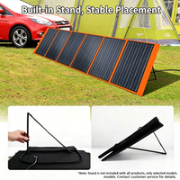 Lampe Solaire d'Urgence 300W Noire, Panneau Solaire Portable 100 Cellules, Sac Pliable, Alimentation Extérieure 18V