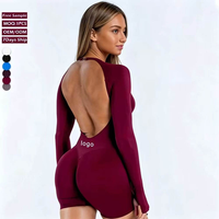 Jumpsuit Olahraga Wanita Tanpa Punggung Model Terbaru 2026, Seamless, Dapat Disesuaikan, Lengan Panjang Yoga, Fitness, Satu Potong, Gym, Scrunch Bodysuit