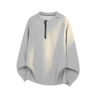 Camiseta de manga larga de punto gofrado con media cremallera y remaches metálicos para hombre, estilo minimalista urbano, personalizada para fabricantes de ropa