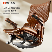 Chaise de bureau de direction de luxe en cuir pleine fleur SIHOO S300L avec support lombaire flottant et utilisation à domicile