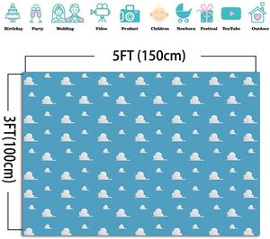 Toile de fond photo pour fête d'anniversaire d'enfant sur le thème de Boy Story, ciel bleu, nuages blancs, toile de fond photo pour baby shower en vinyle - Product Image 5