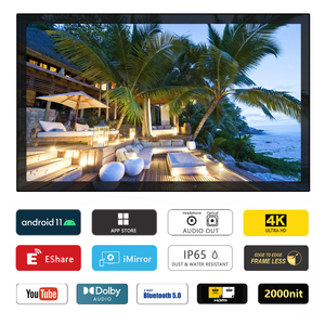 Téléviseur intelligent extérieur 55 pouces Android 11 résistant aux intempéries avec revêtement AF noir, haute luminosité 2000 nit, lisible en extérieur - Product Image 2
