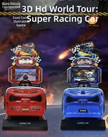 Machine de jeu d'arcade de course de voitures pour enfants à monnayeur, simulateur de conduite double, pour centre de jeux vidéo intérieur, en métal, version anglaise