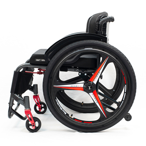 Sedia a rotelle manuale per schienale nera leggera con ruote a 3 razze in alluminio per sedia a rotelle sportiva - Product Image 2