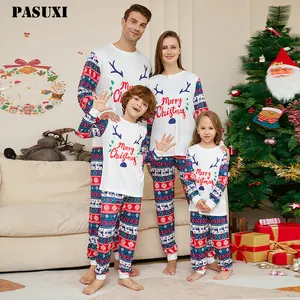PASUXI Family Christmas Pajamas Set Fashion Print Father Mother Kids Dog Family Matching Clothes Outfits Family Sleepwear