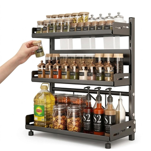 ชั้นวางเครื่องเทศโลหะ 2 ชั้น ขนาดใหญ่ สำหรับวางบนเคาน์เตอร์ครัว ทันสมัย - Product Image 1