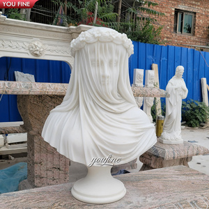 <span class=keywords><strong>Marbre</strong></span> naturel Décoratif D'intérieur Dame Voilée Statues de Buste - Product Image 2