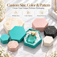 Boîte rigide hexagonale personnalisée en origami pour parfum, en carton recyclé, avec logo 3D en feuille d'or, emballage cosmétique et de parfum, conforme aux normes du marché européen