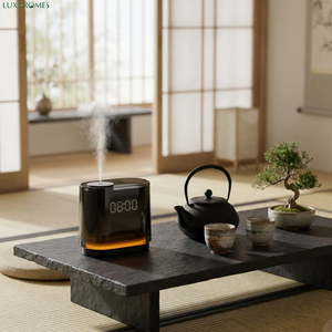 Diffuseur de parfum sans batterie 3-en-<span class=keywords><strong>1</strong></span> avec horloge numérique LED, veilleuse ambiante ambre et double liquide pour hôtel - Product Image 1