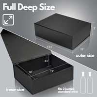 Boîte cadeau de luxe 13 x 10 x 4,5 pouces, grande boîte cadeau noire pour cadeaux avec couvercles magnétiques pour la Saint-Valentin, félicitations