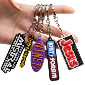 Wholesale promotional pvc keychains custom designer silicone letter key chain ring rubber keychain