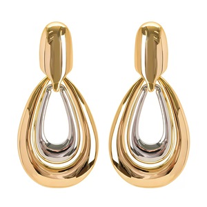 Boucles d'oreilles françaises en métal en forme de goutte d'eau, boucles d'oreilles ovales exagérées de style européen et américain pour femmes, haut de gamme et luxe léger - Product Image 4