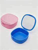 Boîte de rangement orthodontique avec miroir intégré et trous d'aération, étui de rangement dentaire pour prothèses et protège-dents