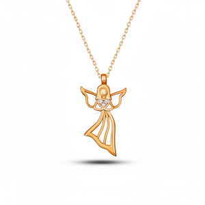 Collier pendentif AZURIS en argent 925 avec ange et pierre, conçu par un argentier, fabriqué en Turquie - Product Image 2