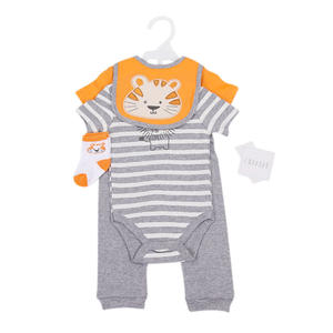 Conjunto de 5 Piezas de Ropa para Bebé Niña con Estampado Animal, Pantalones, Babero, Calcetines, Mono, Pijama y Camiseta para Recién Nacida - Product Image 3