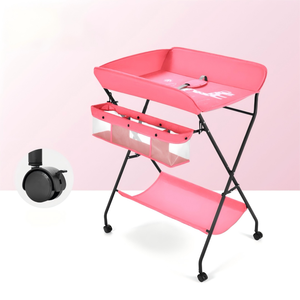 محطة تغيير حفاضات الأطفال 0.8 إطار حديدي لوح بولي بروبيلين قابل للطي تصميم مدمج مع منظم تخزين اختياري وعلامات مخصصة - Product Image 2