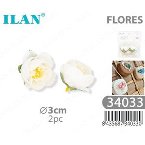 Rose Artificiali Bianche Ilan Flores 3cm 2 Pezzi per Decorazione Torte - Product Image 3
