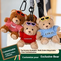 Teddybeer Hanger Sleutelhanger Aanpasbare Bedrukte Naam Logo Graduatie Cadeau Mesh Pp Katoenen Knuffel Schooltas Stress Verlichting