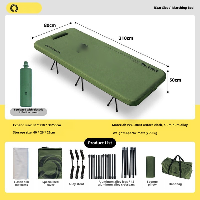 Wire Mesh Folding Bed - Green 80cm + Electric Pump