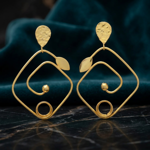 Jaipur Gems Children's Bohemian Gold Plated Alloy Pear Cut Stud <b>Earrings</b> with Imitation Pearl Third Party Certified <b>Hook</b> Design - Product Image 2