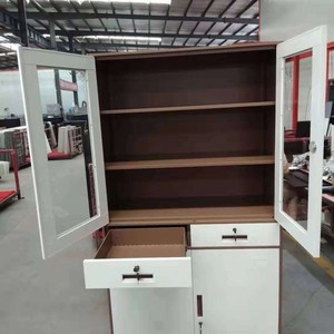 Armoire de laboratoire en acier avec portes vitrées pour le rangement de bureau, design industriel, usage commercial - Product Image 2